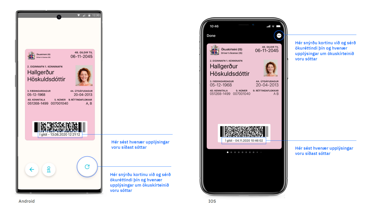 Íslensku ökuskírteinin í stafrænu veski.