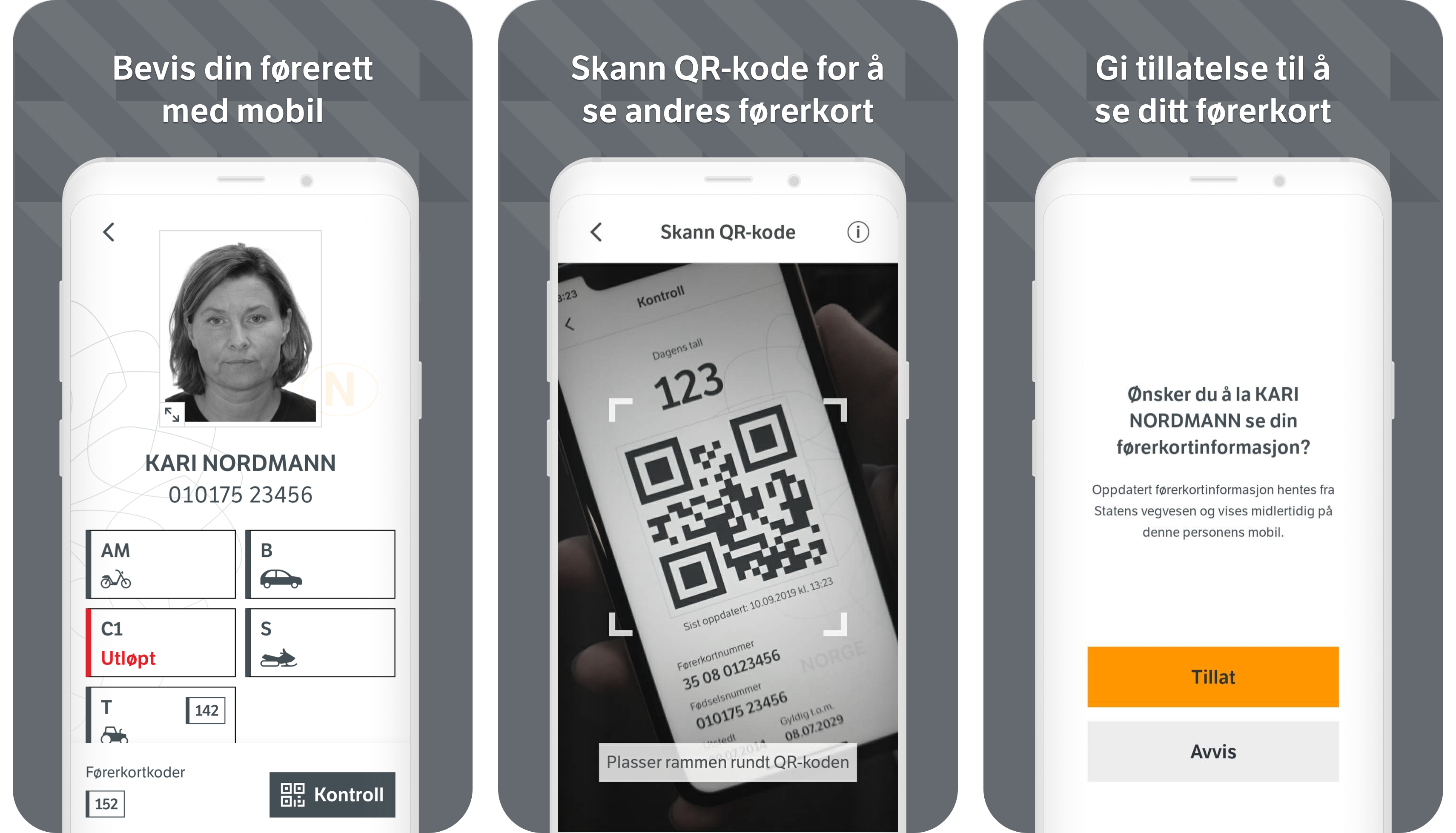 Norsku ökuskírteinin í sérstöku appi sem inniheldur líka skanna.